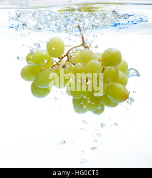 Grapes floating in the water on a white background Stock Photo