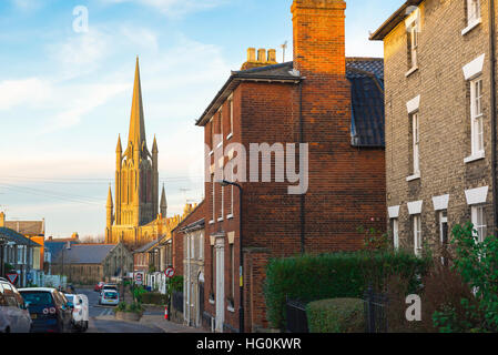 Victorian gothic church, view of the parish church of St John The Evangelist in Well street, Bury St Edmunds, Suffolk, UK. Stock Photo