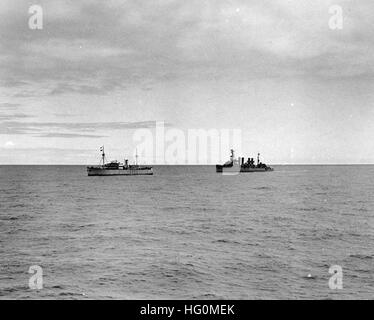 USS Omaha CL-4 with German Odenwald 1941 Stock Photo