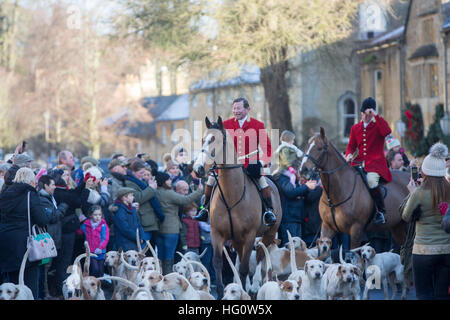 New years day Fox hunt in the cotswold village of Stow on the wold ...