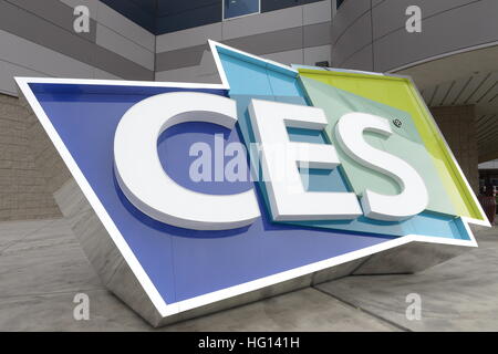 Las Vegas, Nevada, USA. 03rd Jan, 2017. The logo of the electronics trade fair - the CES logo - can be seen at the Consumer Electronics Show (CES) in Las Vegas, Nevada, USA, 03 January 2017. The CES will open on 04 January 2017 with new innovations on show. Photo: Andrej Sokolow//dpa/Alamy Live News Stock Photo