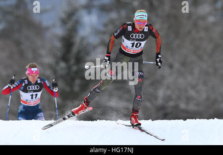 Oberstdorf, Germany. 04th Jan, 2017. Nicole Fessel of Germany skis in the women's pursuit race during the FIS Tour de Ski in Oberstdorf, Germany, 04 January 2017. The Tour de Ski is taking place on 03 and 04 January 2017 in Oberstdorf. Photo: Karl-Josef Hildenbrand/dpa/Alamy Live News Stock Photo