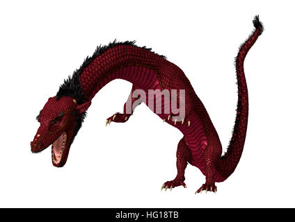 3D rendering of a red Eastern dragon isolated on white background Stock Photo