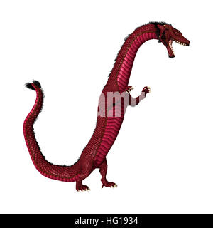 3D rendering of a red Eastern dragon isolated on white background Stock Photo