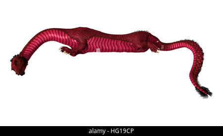 3D rendering of a red Eastern dragon isolated on white background Stock Photo