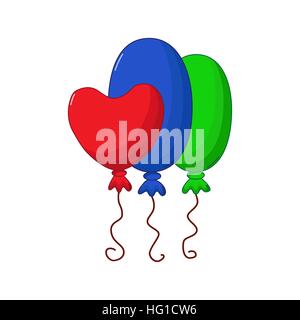 Three balloons icon in comics style on white background Stock Vector