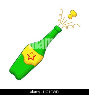 Champagne icon in comics style on white background Stock Vector