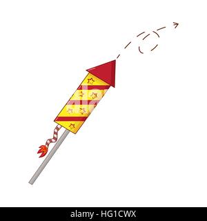 Firework icon in comics style on white background Stock Vector