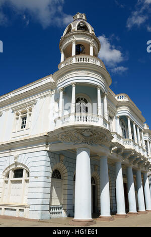 Colonial Palacio Ferrer building located by the main square in the Cienfuegos city on Cuba. Stock Photo