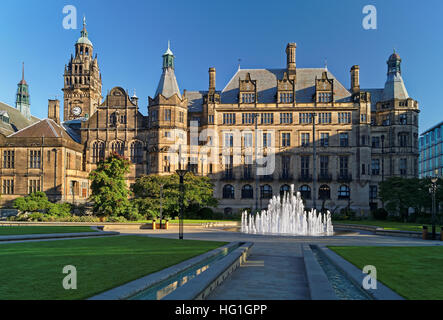 UK,South Yorkshire,Sheffield Town Hall and Peace Gardens Stock Photo