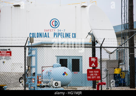 A logo sign outside of a Colonial Pipeline Company facility in Baltimore, Maryland on December 11, 2016. Stock Photo