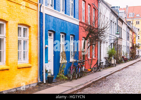 Image of colorful street in Copenhagen, Denmark. Stock Photo