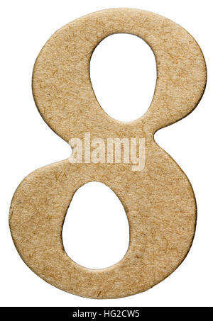 8, eight, numeral from cardboard, isolated on white background Stock Photo