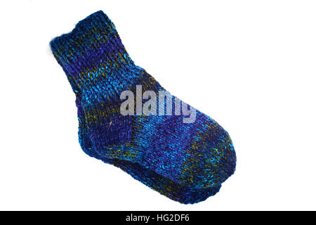 knitted woolen socks on a white background Stock Photo