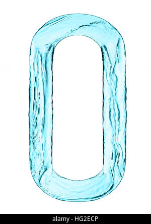 Water splash letter O with light blue color on white background Stock Photo