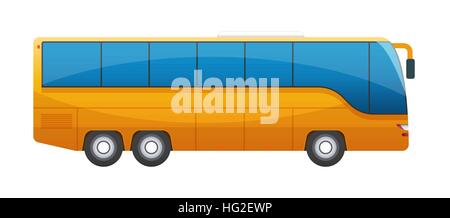Orange big tour bus isolated on white background. Stock Vector