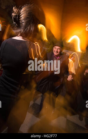 Middle aged man and woman dancing Stock Photo