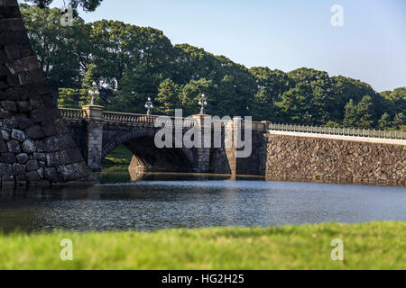 Seimon Ishibashi bridge at Imperial Palace in Tokyo, Japan Stock Photo