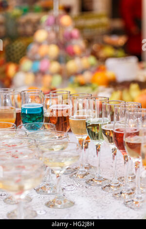 Various cocktail drinks on restaurant table for welcome drink Stock Photo