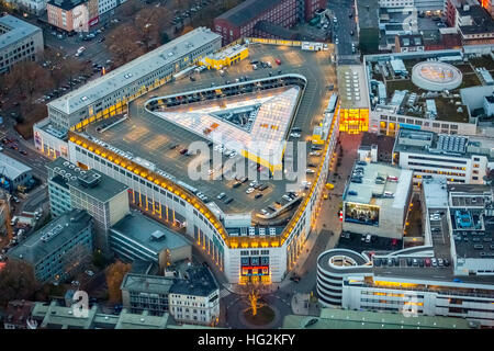 Aerial view, Thier Gallery at night, shopping center, Dortmund, Ruhr aeria, north rhine-westphalia, Germany, Europe, Aerial view Stock Photo