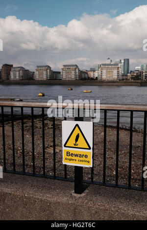 Beware of fishing signs on the river Thames near deptford and greenwich ...