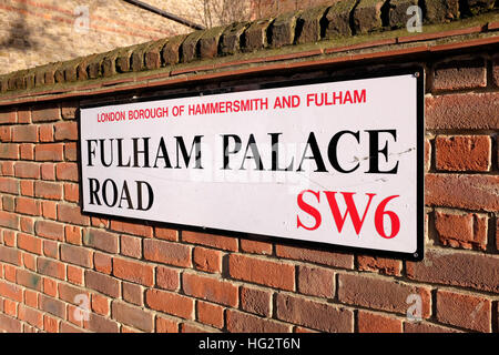 street name sign for fulham road, in the royal borough of kensington ...