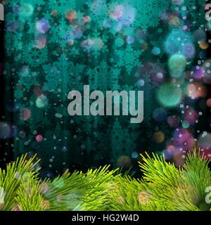 Christmas tree branch on a blue background. EPS 10 Stock Vector