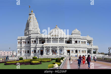 Prem Mandir, the temple of love in Vrindavan, India. Stock Photo