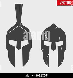 Set of Silhouette Spartan helmets Stock Vector