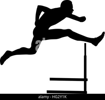 Active men sport athletics hurdles barrier running silhouettes Stock ...