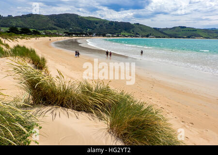Sand dunes and the beach at Apollo Bay on The Great Ocean Road, Australia Stock Photo