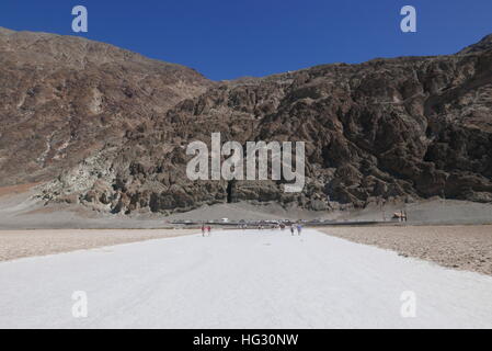 Badwater Basin Salt flats in Death Valley in Eastern California USA Stock Photo