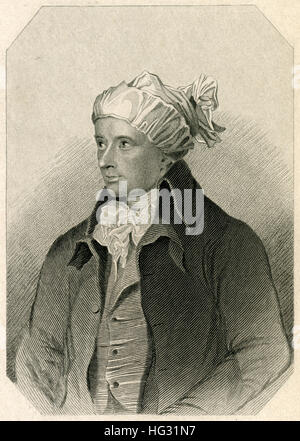 Antique c1840 engraving, William Cowper. William Cowper (1731-1800) was an English poet and hymnodist. SOURCE: ORIGINAL ENGRAVING. Stock Photo