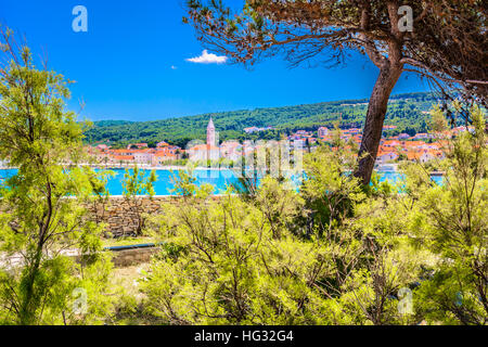 View at popular touristic place Supetar in Croatia. Stock Photo