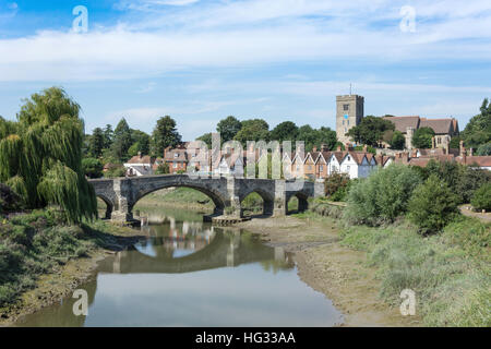 Village view across River Medway, Aylesford, Kent, England, United Kingdom Stock Photo