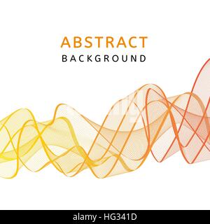 Abstract smooth transparent colorful wavy background. Curved yellow and red flow motion. Smoke gradient waves design with stripes. Vector illustration. Stock Vector