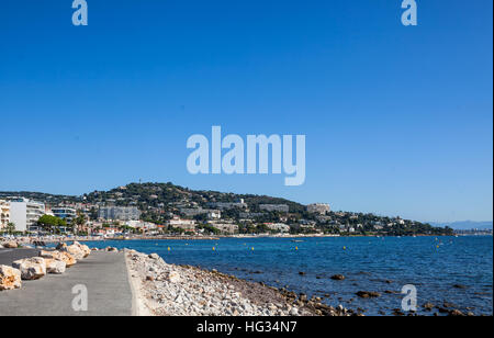 View from Cap de la Croisette to Palm Beach at Point Croisette in Cannes, Cote d'Azur, France Stock Photo
