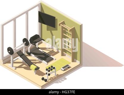 Vector isometric low poly gym oom icon Stock Vector