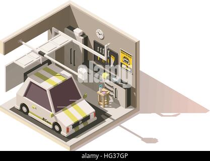Vector isometric low poly garage icon Stock Vector