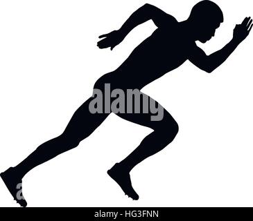 start of a sprinter runner men black silhouette Stock Vector