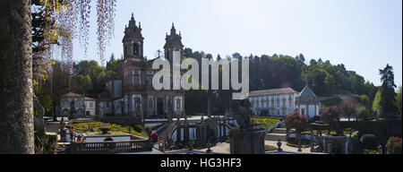 Northern Portugal, Europe: the gardens and the church of Bom Jesus do Monte, the sanctuary built in 1722 in Tenões, outside the city of Braga Stock Photo