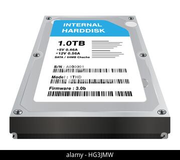 real 3d internal harddisk storage on a white background Stock Vector
