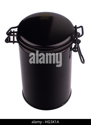 metal container for loose products covered with a lid with a handle,  isolated on a white background Stock Photo - Alamy