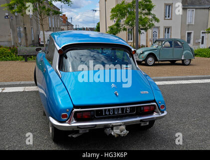 Citroen DS21 and 2CV classic French cars Stock Photo