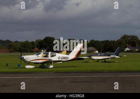 Light aircraft at Wolverhampton Halfpenny Green Airport. UK Stock Photo