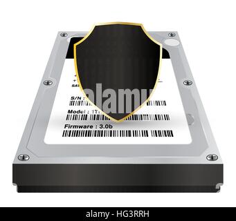 internal harddisk with a protection data shield Stock Vector
