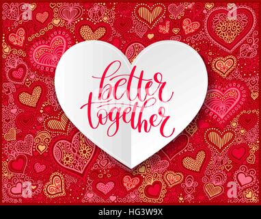 Better Together Vector Text Phrase Illustration, Love or Friends Stock Vector