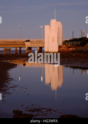 Remains of the old Hornibrook Bridge ends Stock Photo