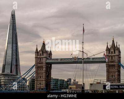 Tower bridge and the Shard - London, England Stock Photo