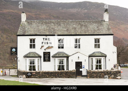Fish Inn Buttermere The Fish pub and hotel at Buttermere the Lake District Cumbria UK Stock ...